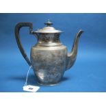 A Hallmarked Silver Coffee Pot, HA, Sheffield 1916, of plain oval form, 595grams.