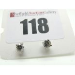 A Pair of Modern Single Stone Diamond Earstuds, each brilliant cut stone four claw set on screw