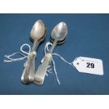 A Set of Four Hallmarked Silver Teaspoons, JH, London 1832, initialled; A Set of Five Hallmarked