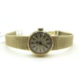 Omega; A 9ct Gold Cased Ladies Wristwatch, the signed dial with line markers, the movement