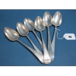 A Pair of Irish Hallmarked Silver Old English Pattern Table Spoons, T.T., possibly London 1799,