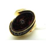 An Unusual 18ct Gold Lehrer Designs Garnet and Diamond Set Torus Cocktail Dress Ring, of abstract
