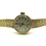 Omega; A Vintage 9ct Gold Cased Ladies Wristwatch, the signed dial with line markers, the movement