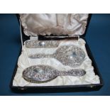 A Hallmarked Silver Backed Four Piece Dressing Table Set, Broadway & Co, Birmingham 1979, each