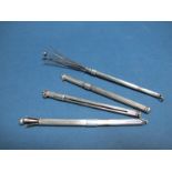 Four Vintage Hallmarked Silver and "Sterling Silver" Sliding Cocktail Stirrers/Swizzle Sticks, all