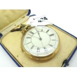 A Chester Hallmarked 18ct Gold Cased Openface Pocketwatch, the dial with black Roman and Arabic