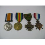 A WWI Medal Quartet, comprising 1914-15 Star, War Medal, Victory Medal and Croix De Guerre with Star
