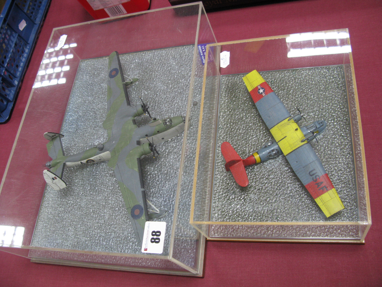 Two Plastic Model Kit, Built Military Aircraft, including Martin Mariner S24 Sqrdn R.A.F. Oban 1943,