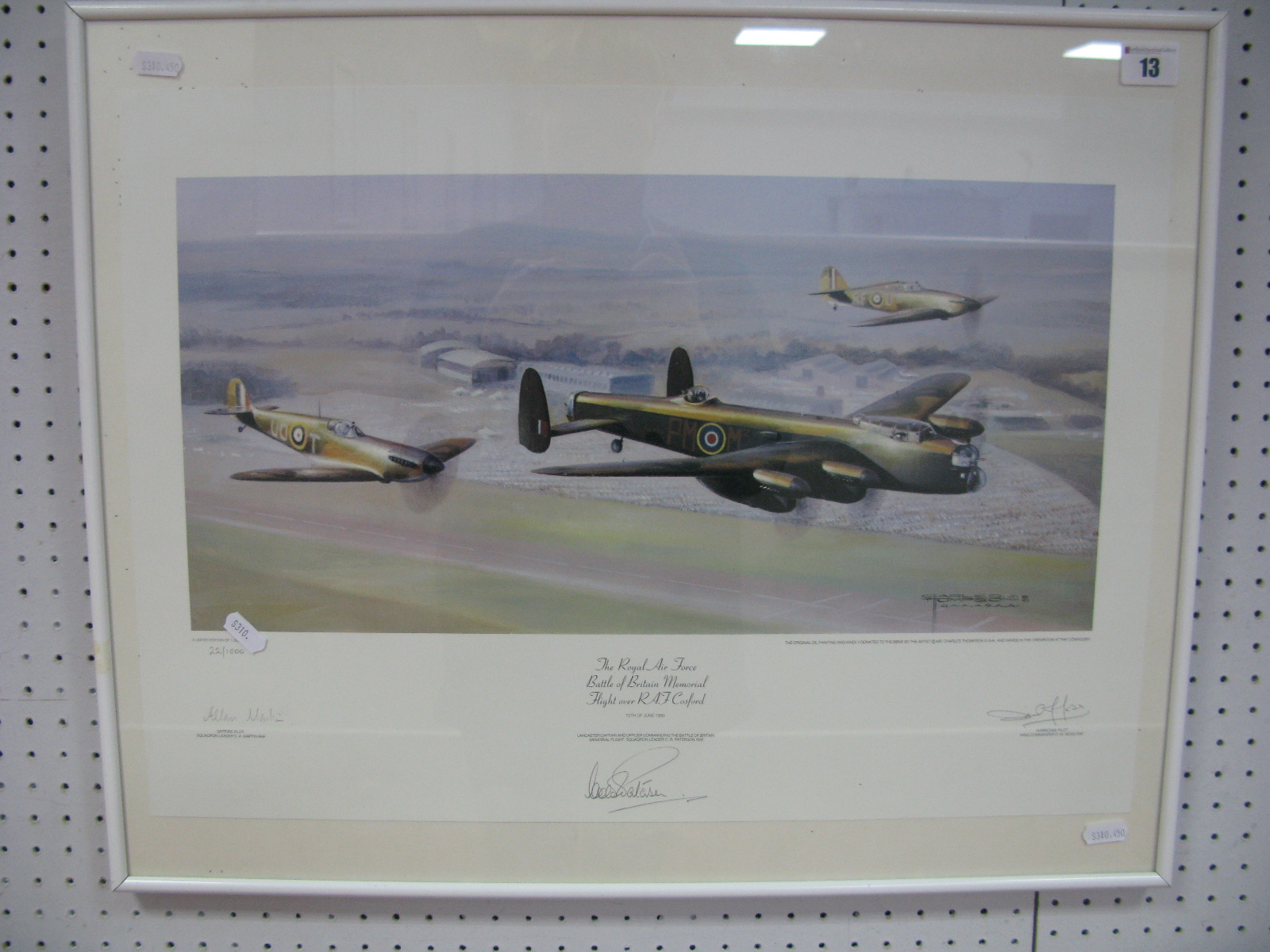 A Framed Print of The Royal Air Force Battle of Britain Memorial Flight Over RAF Cosford, graphite