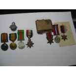 AA WWI And WWII Family Group of Two Sets of Medals. 1/ A WWI and later group of four medals