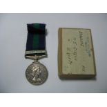 A Queen Elizabeth II General Service Medal To 22642535 Pte M.J Gibson, West Yorks, with Malaya bar