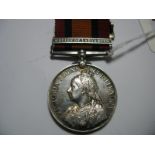 Queens South Africa Medal, with 'Relief of Ladysmith' Bar to 2726 Pte C.J Regency, Devonshire