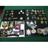 Approximately Fifty Mainly British Military Cloth and Metal Badges, both original and re-strikes.