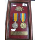 A WWI Medal Duo, comprising War Medal and Victory Medal. Plus cap badge to 6421 Pte T.Speak, 3rd