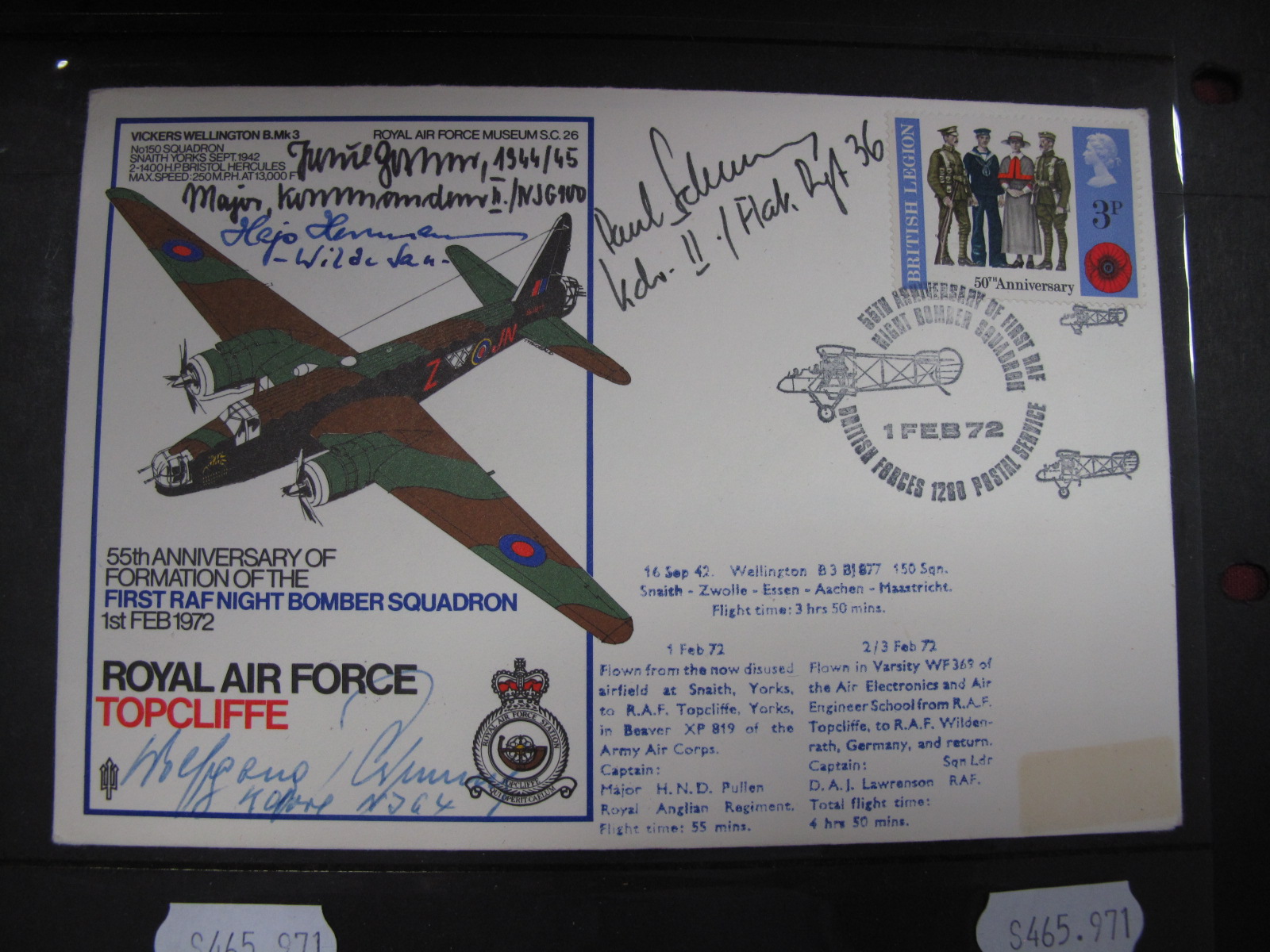 Hans Rossbach Royal Air force Topcliffe (Luftwaffe Commemorative Signed) Military Flown Cover