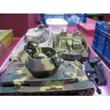 Four Modern Diecast and Plastic Military Model Tanks, Artillery, all WWI German Military themed,