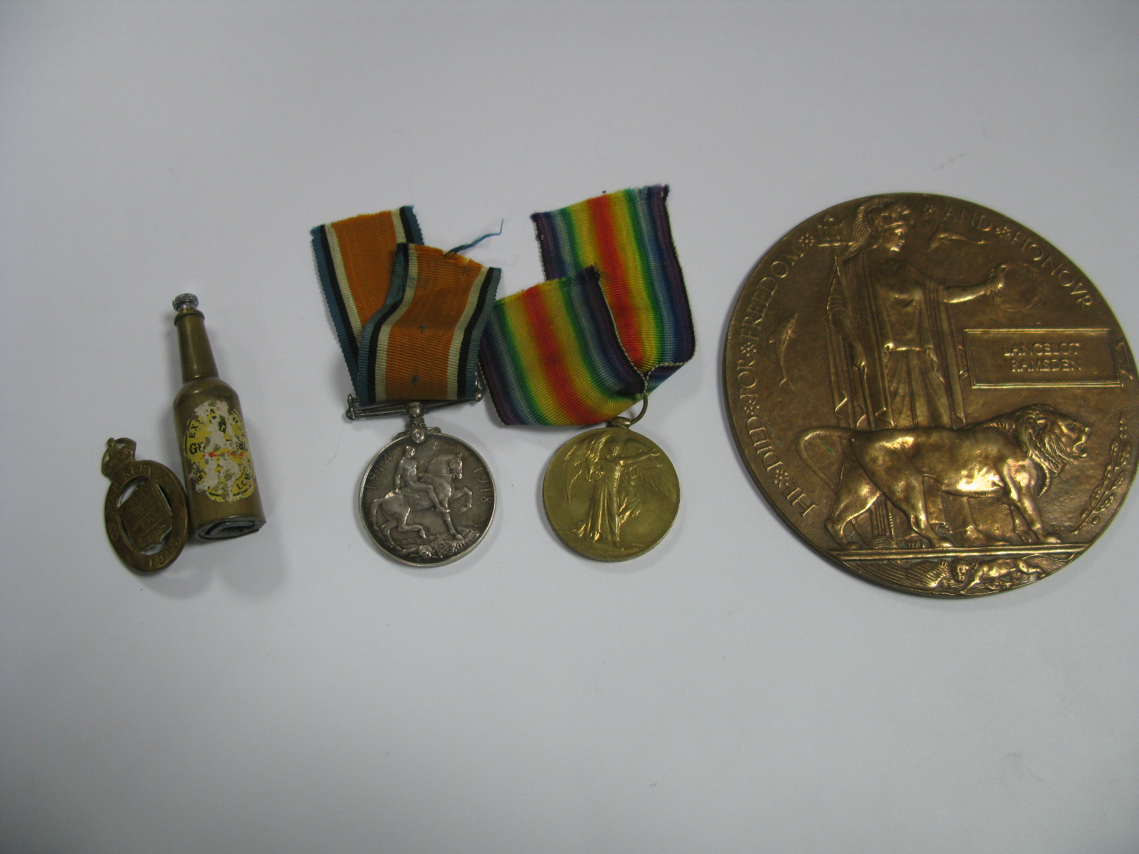 A WWI Casualty Medal Group, comprising War Medal, Victory Medal, 1915 On War Service Badge and Death