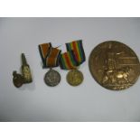 A WWI Casualty Medal Group, comprising War Medal, Victory Medal, 1915 On War Service Badge and Death