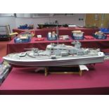 A Scratch/Kit Built Wooden Construction Model of a Royal Navy Patrol Boat, radio controlled electric