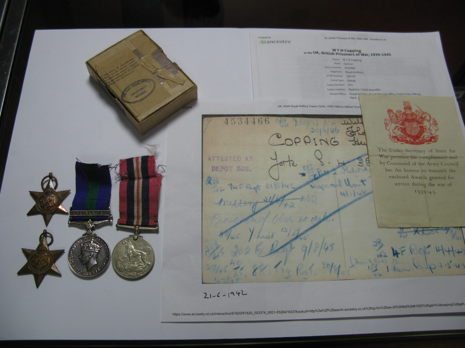 WITHDRAWN - A WWII And Later Set of Four Medals, comprising General Service Medal with Palestine Bar