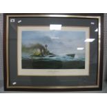 A Framed Print, by Robert Taylor, Entitled "The Last Moments of H.M.S Hood", graphite signed by