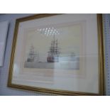 A Framed Print, Royal George, The Flagship of Vice Admiral Sir Alex Hood, at anchor in Cawsand