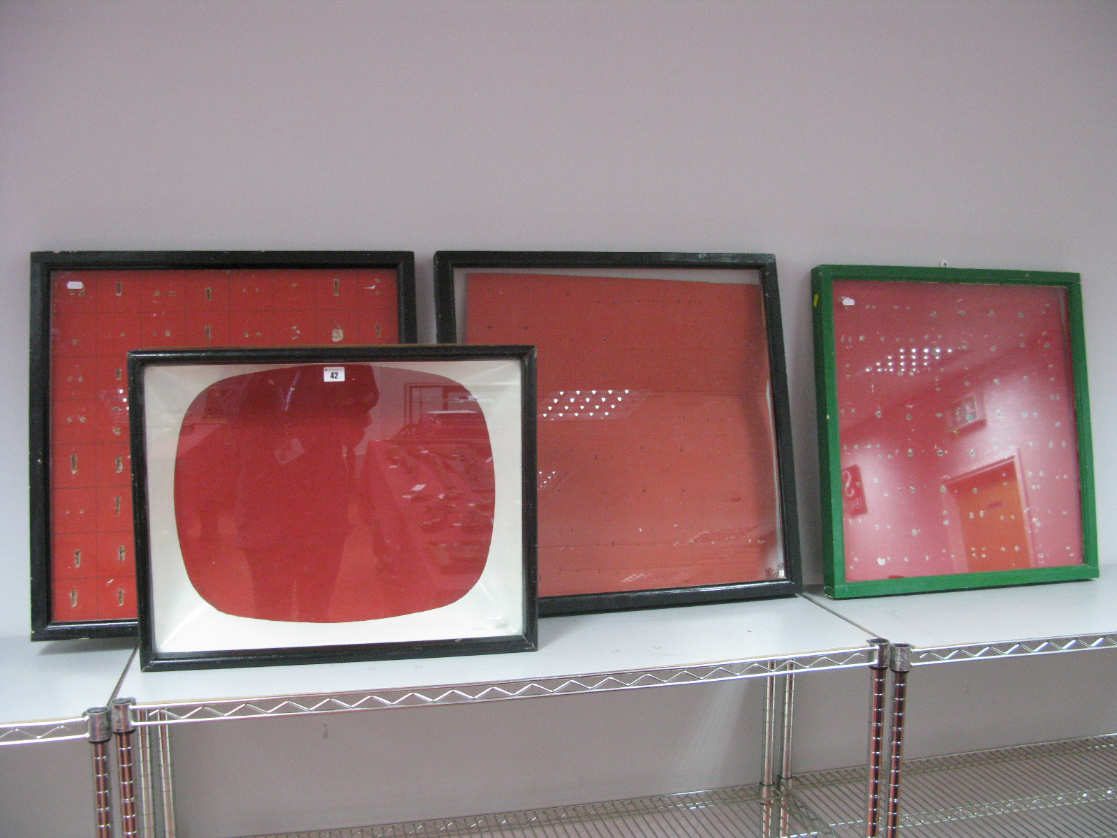 Four Wooden Glass Fronted Display Cases, suitable for displaying military badges, medals