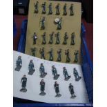 Thirty White Metal Model Military Figures, all with Royal Air Force Band and RAF Regiment Thematics,
