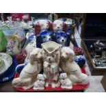 A Quantity of Pottery Spaniel Dogs:- One Tray