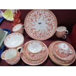 Royal Crown Derby 'Osborne' Tea Service, in rust red and gilt:- One Tray