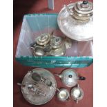 Assorted Plated Tea Ware, decorative three piece tea set, of tapered design; three circular plated