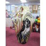 A Moorcroft Pottery Vase, painted in the trial 'Field Dog' (Black Spaniel) pattern, designed by