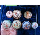 Five Halcyon Days Teddy Bear Themed Enamel Trinket Boxes, including 'Golfing Teddy' and 'Tennis