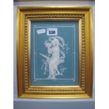 A Mettlach Villeroy & Boch Pate Sur Pate Porcelain Plaque, of a classical female in robes, impressed