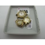 A Chester Hallmark 9ct Gold Case Ladies Tudor Wristwatch Head, a similar Longines, stamped "375",