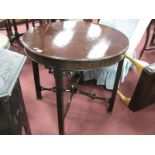 1920's Mahogany Circular topped Occasional Table, with blind fretwork carving and pierced 'X'