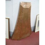 Arts & Crafts Copper Fire Hood, beaten and riveted of vase shape, 111cm high.