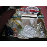 Quantity of Glassware, ceramics, plaques, umbrella, etc:- Two Boxes