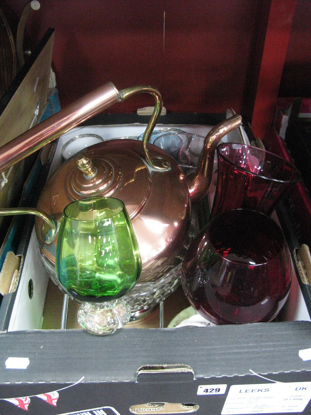 A Copper Kettle, Duchess tea service, glass ware etc:- One Box