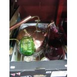 A Copper Kettle, Duchess tea service, glass ware etc:- One Box