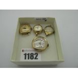 Three Vintage 9ct Gold and another Ladies Wristwatch Heads Only, including Tudor, Omega and Marvin