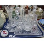 Two Decanters, ring stands, JHD 2007 paperweight, jug etc:- One Tray