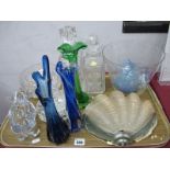 Art Deco Shell all Light, Austrian crystal decanter, one other, glassware:- One Tray