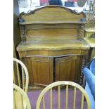 XIX Century Mahogany Chiffonier, with barley twist supports, to shaped upper shelf, serpentine