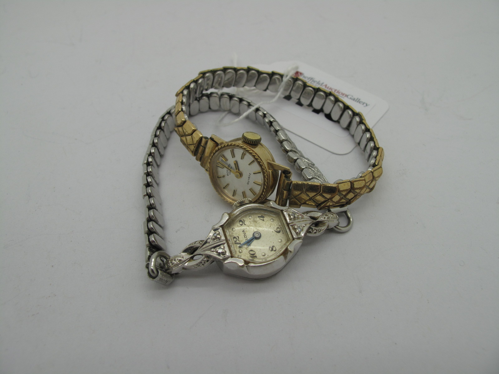 Rotary; A Vintage 9ct Gold Cased Ladies Wristwatch, on later expanding bracelet; A Vintage Bulova