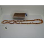 A Single Strand Necklace, of graduated faceted amber coloured beads.