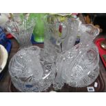 Cut and Crystal Glassware, including baskets, vases:- One Tray