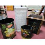 A Bassani Pottery Stick Stand, two waste paper bins and jardiniere stand. (4)