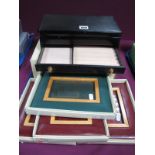 Four Modern Dulwich Designs 4" x 6" Leather Photograph Fames, boxed; a gent's black leather jewel/