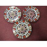 Royal Crown Derby 1128 Imari Pattern Plates, 22cm diameter all first quality (3)